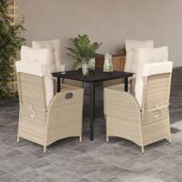 5-delige Tuinset met kussens poly rattan beige