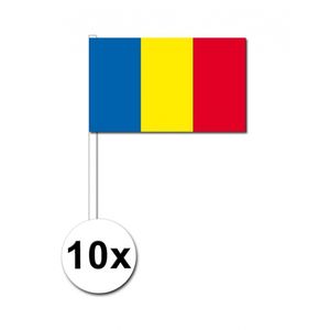Zwaaivlaggetjes Roemenie 10 stuks   -