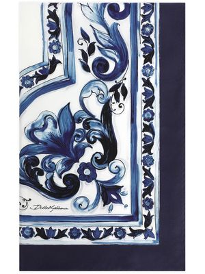 Dolce & Gabbana foulard en serge à imprimé Majolica - Bleu