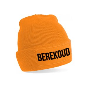 Berekoud muts - unisex - one size - oranje - apres-ski muts