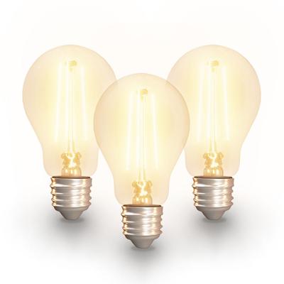 Set van 3 Smart filament lampen - A60 bolvorm - E27 - 7 Watt 806 lumen - CCT White Ambience - Wifi & Bluetooth - Bestuurbaar via app - Google Home, Amazon Alexa en Siri - LED Gloeilamp