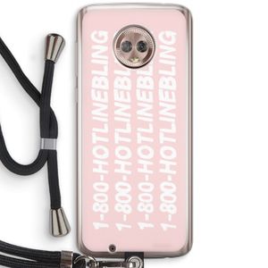 Hotline bling pink: Motorola Moto G6 Transparant Hoesje met koord