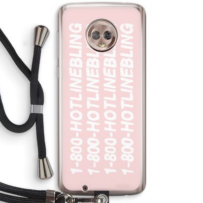 Hotline bling pink: Motorola Moto G6 Transparant Hoesje met koord