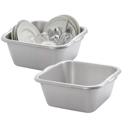 Plasticforte teiltje/afwasbak - 2x - vierkant - kunststof - 15 liter - 41 x 39 x 16 cm - zilvergrijs