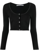 Alexander Wang cardigan crop à bandes logo - Noir