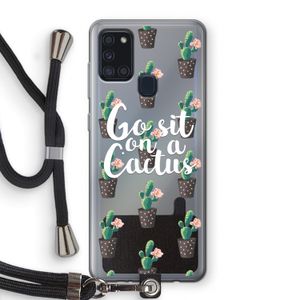 Cactus quote: Samsung Galaxy A21s Transparant Hoesje met koord
