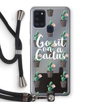 Cactus quote: Samsung Galaxy A21s Transparant Hoesje met koord