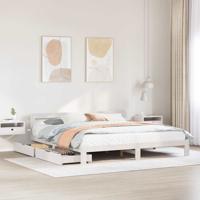 Bedframe zonder matras massief grenenhout wit 180x200 cm