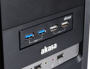 Akasa Akasa InterConnect S - Anschlüsse am vorderen Bedienfeld des Speicherschachts (A USB 3.2 Gen 1-, USB 2.0-front-adapter-hub 4 poorten Zwart