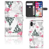 Apple iPhone Xs Max | Telefoonhoesje | Met pasjeshouder | Flamingo Triangle