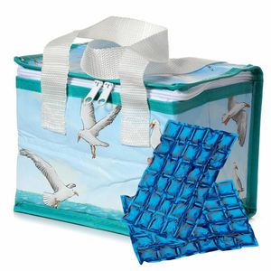 Puckator Kleine lunch koeltas met 2x flexibel koelelement - maritiem print - 4,7 liter - Koeltas