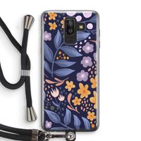 Flowers with blue leaves: Samsung Galaxy J8 (2018) Transparant Hoesje met koord
