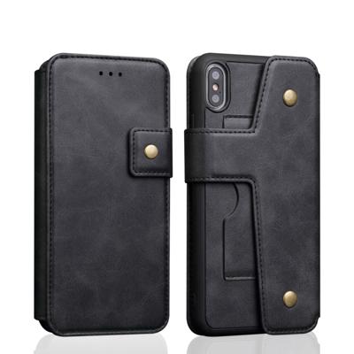 Koeienhuid textuur magnetische absorptie afneembaar horizontaal flip lederen hoes for iPhone XS Max, met houder & Card Slots & portefeuille (zwart)