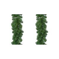 2x Groene dennen guirlande / dennenslingers 270 x 25 cm kerstdecoratie