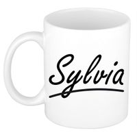 Naam cadeau mok / beker Sylvia met sierlijke letters 300 ml