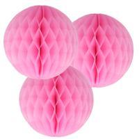 Papieren kerstballen - 3x - roze - 10 cm - kerstversiering