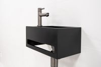 Saniclear Bali fonteinset links met mat zwarte fontein en kraan in verouderd ijzer - gunmetal - thumbnail