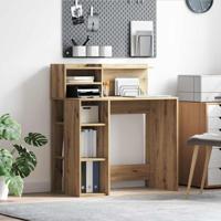 Bureau met opbergruimte met plank artisanaal eikenkleurig