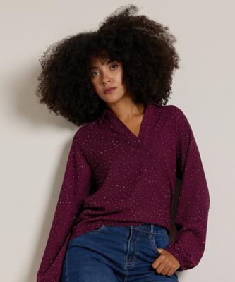 glitter top met kraag