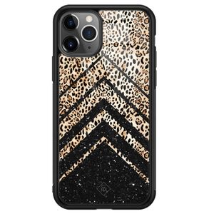 iPhone 11 Pro Max glazen hardcase - Chevron luipaard