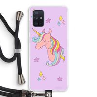 Roze eenhoorn: Samsung Galaxy A71 Transparant Hoesje met koord