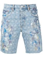 Purple Brand short en jean Paint Over Monogram - Bleu
