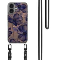iPhone 16 hoesje met zwart koord - Twilight petals