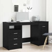 Bureau met lade Zwart eiken 140 x 50 x 76 cm Bewerkt hout
