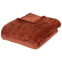 Fleece deken/fleeceplaid - terracotta - 180 x 230 cm - polyester - bankdeken