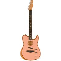 Fender American Acoustasonic Telecaster Shell Pink EB elektrisch-akoestische gitaar met deluxe gigbag - thumbnail
