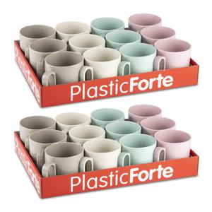 PlasticForte 24x Gekleurde drinkbekers/mokken - kunststof - 320 ml