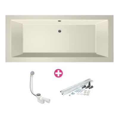 Ligbad Xenz Society | Inbouw | 200x90 cm | Incl.Badafvoer | Met overloop | Acryl | Rechthoekig | Pergamon glans