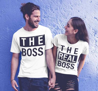 "De baas en de echte baas" couple t shirts