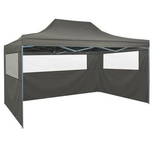 VidaXL Vouwtent met 3 wanden 3x4,5 m antraciet