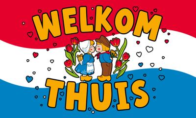 XXL Gevelvlag Welkom Thuis Cartoon Holland (150x90cm)