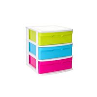 Ladeblokje/bureau organizer met 3x lades - multi kleuren - L39 x B40 x H49 cm - plastic   -