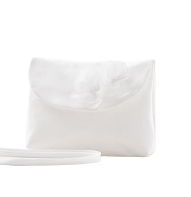 Retro Wedding Bruid Tas Bloemen Satijn Wit