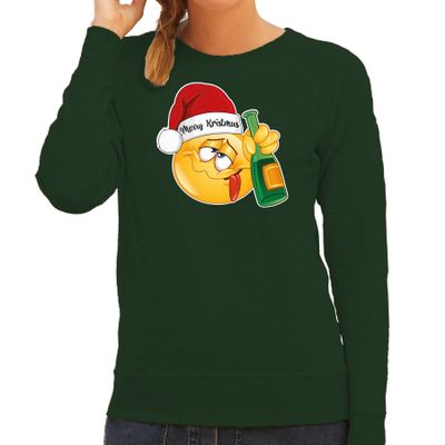 Foute Kersttrui/sweater voor dames - Dronken - groen - Merry Kristmus Foute Kersttrui/sweater voor dames - Dronken - groen - Merry Kristmus
