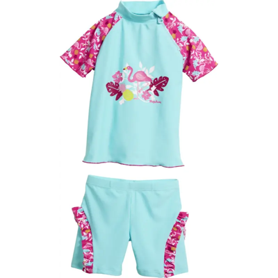 Playshoes tweedelige zwemsuit Flamingo Turquoise-86-92