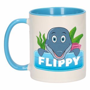 Kinder dolfijnen mok / beker Flippy blauw / wit 300 ml   -