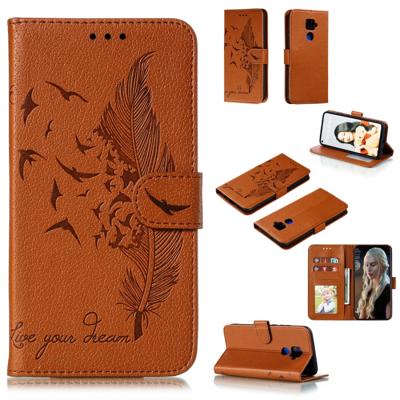Voor Huawei mate 30 Lite/Nova 5i Pro Feather patroon Litchi textuur horizontale Flip lederen draagtas met houder & portemonnee & kaartsleuven (bruin)