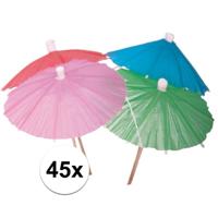 IJs parasols - gekleurd -45x stuks - dessert/cocktail parasolletjes - 10 cm