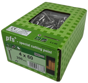 pgb-Europe PFS+ | RVS Spaanplaatschroef PFS+ VZK-T Ø 4,0x60 A2 - 200 stuks - PFWVTGA00004000603