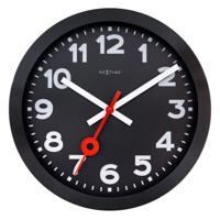 Wandklok 35 cm - geruisloos - zwart - geanodiseerd aluminium - NeXtime 'Station All Black'