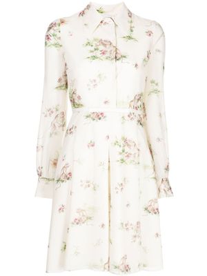 Giambattista Valli robe en soie à fleurs - Blanc