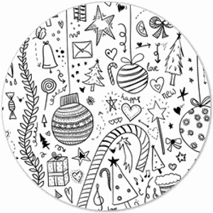 Label2X Muurcirkel kerst doodle Ø 30 cm / Forex - Ø 30 cm