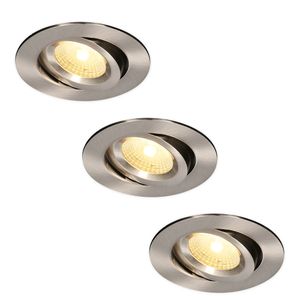 HOFTRONIC™ Set van 3 LED Inbouwspots Salerno Roestvrij staal 8 Watt 2700K IP44 kantelbaar