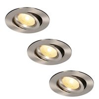 Set van 3 LED Inbouwspots Salerno Roestvrij staal 8 Watt 2700K IP44 kantelbaar