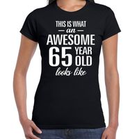 Awesome 65 year / 65 jaar cadeau t-shirt zwart dames - thumbnail