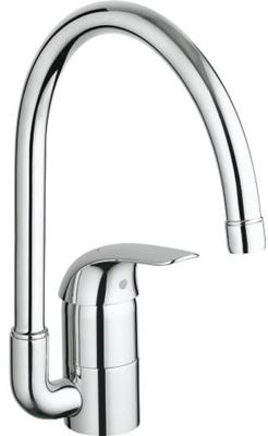 Grohe Euroeco keukenkraan met hoge C-uitloop chroom